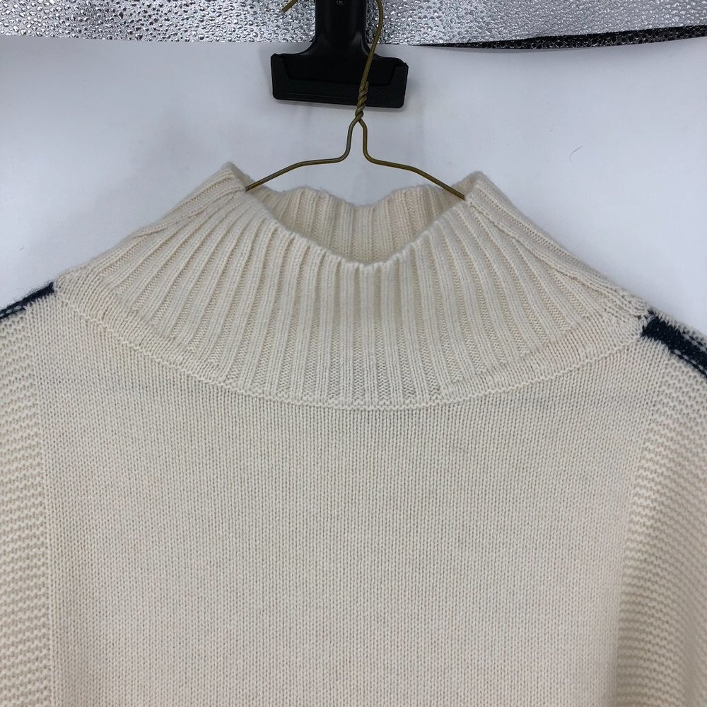 rag & bone White and Navy Funnel Neck Colorblock Sweater - Picture 6 of 16